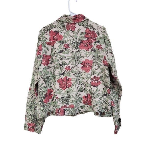 Charter Club Linen Floral Shirt Jacket Button Front Tropical Muticolor Size XL - Picture 2 of 9